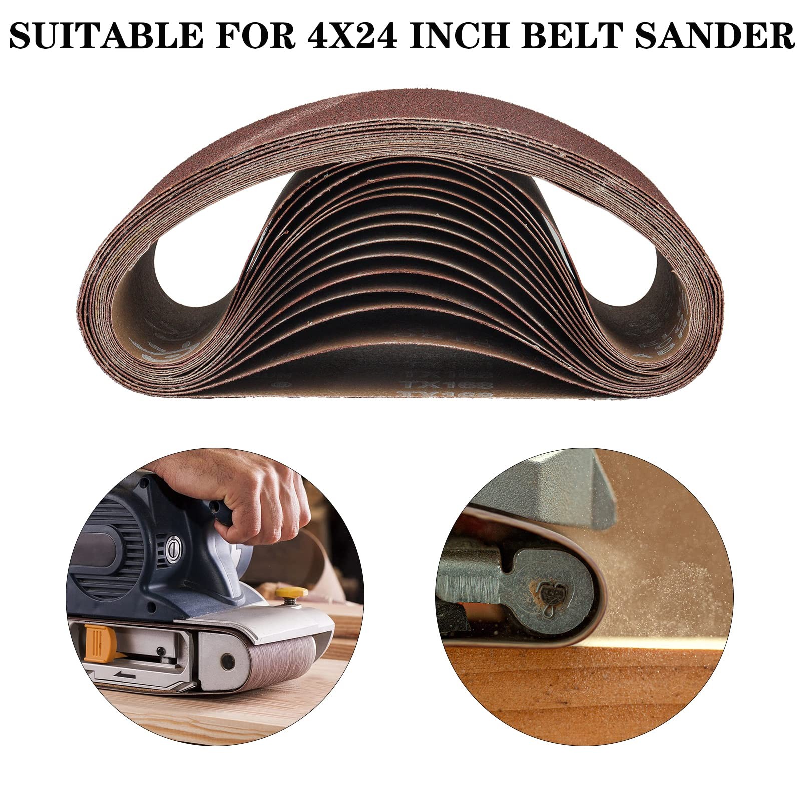 4×24 Sanding Belts 15PCS Belt Sander Paper Aluminum Oxide 3 Each of 80/120/15…