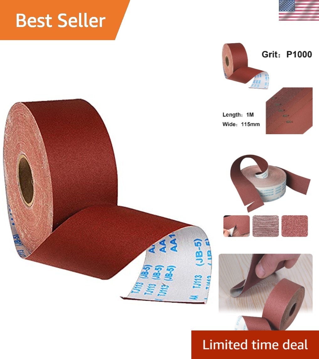 1000 Grit Sandpaper Roll, 1 Metre X 115 Mm Aluminum Oxide Emery Cloth Abrasive P