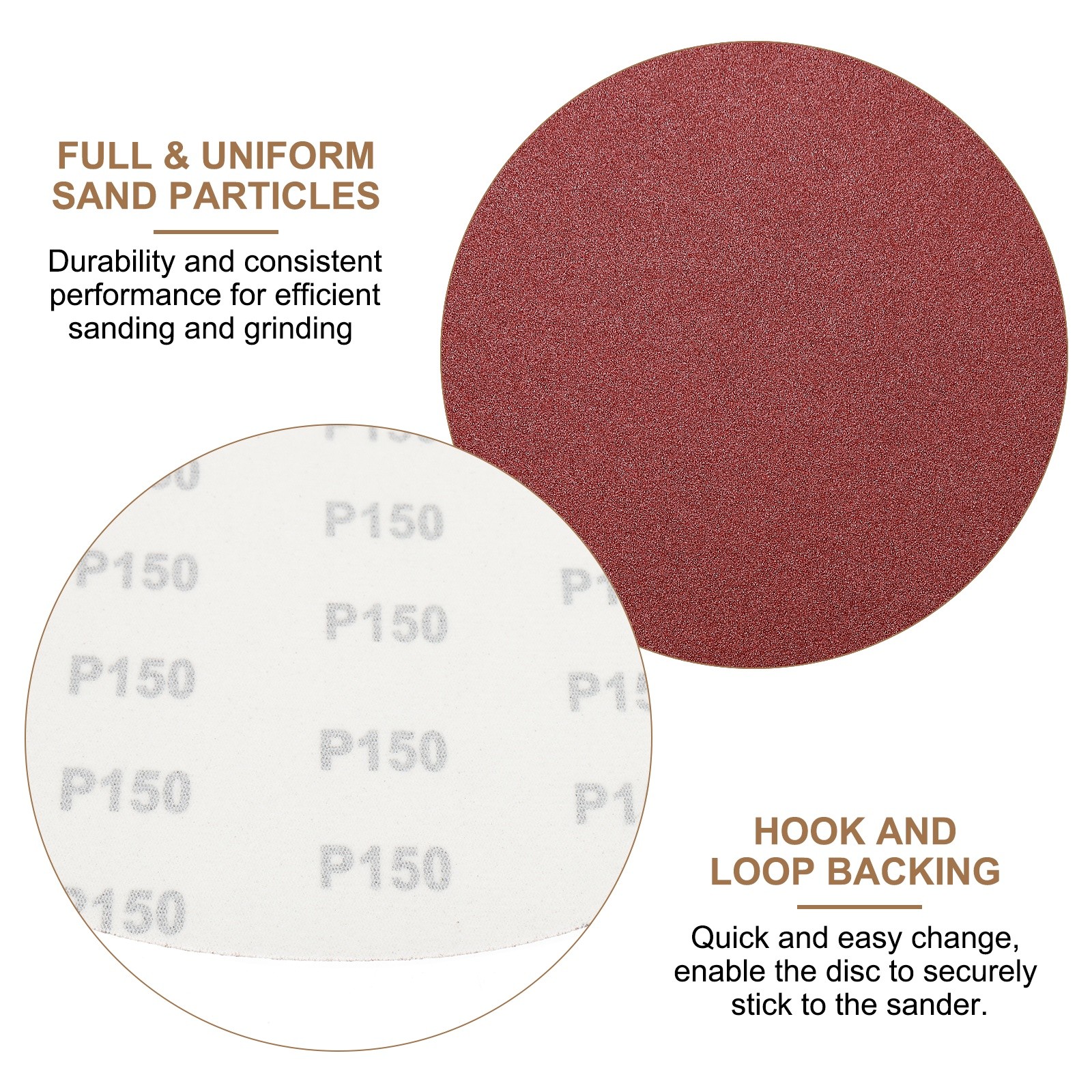 2pcs 10″ Hook and Loop Sanding Discs 150 Grits Aluminum Oxide Sandpapers