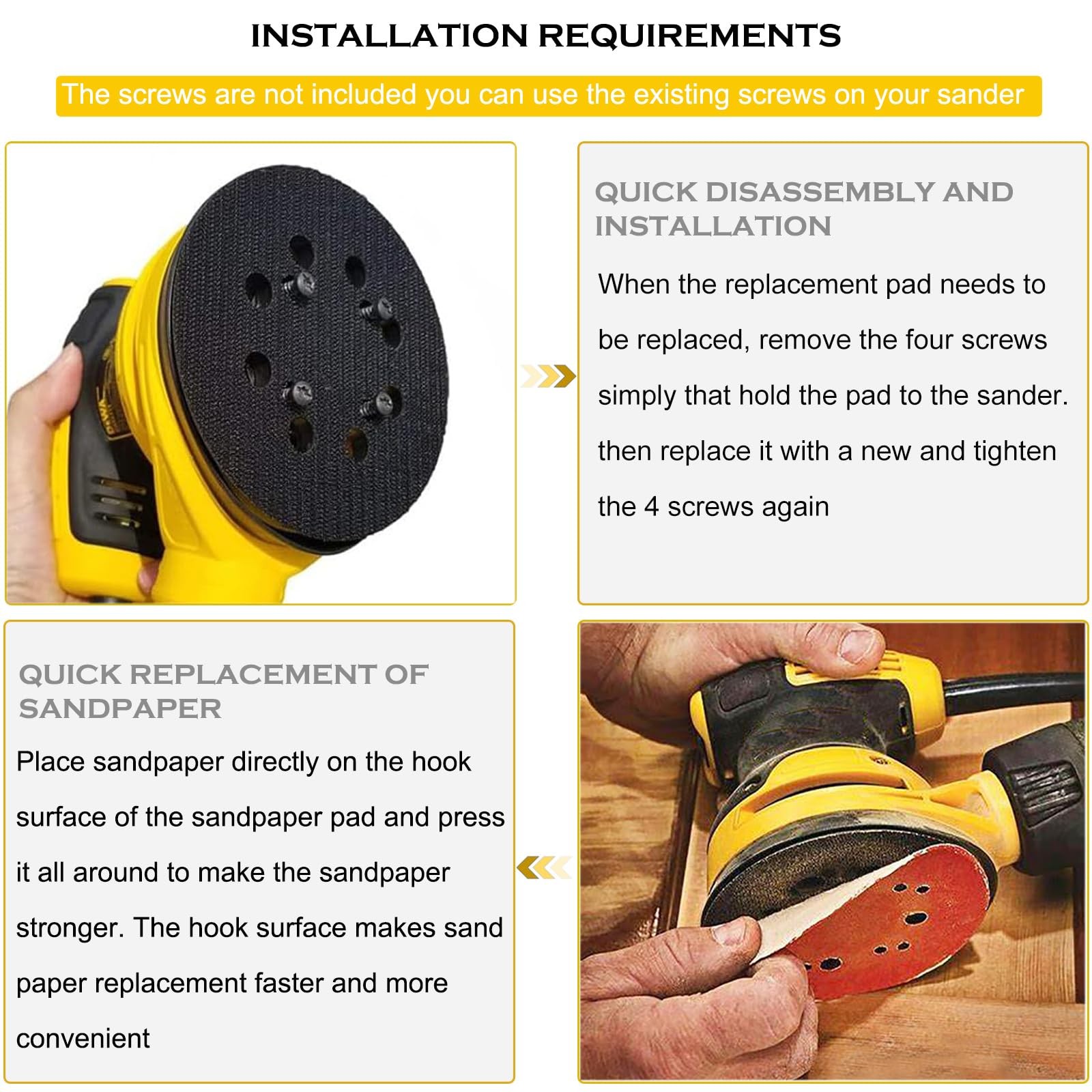 Replacement Sanding Pad for DEWALT DWE6423/6423K DWE6421/6421K DCW210B Random…