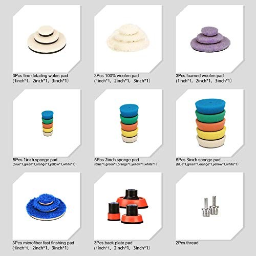 Mini Polishing Pads, 25mm 50mm 80mm Detailing Polishing Pads Car Detailing
