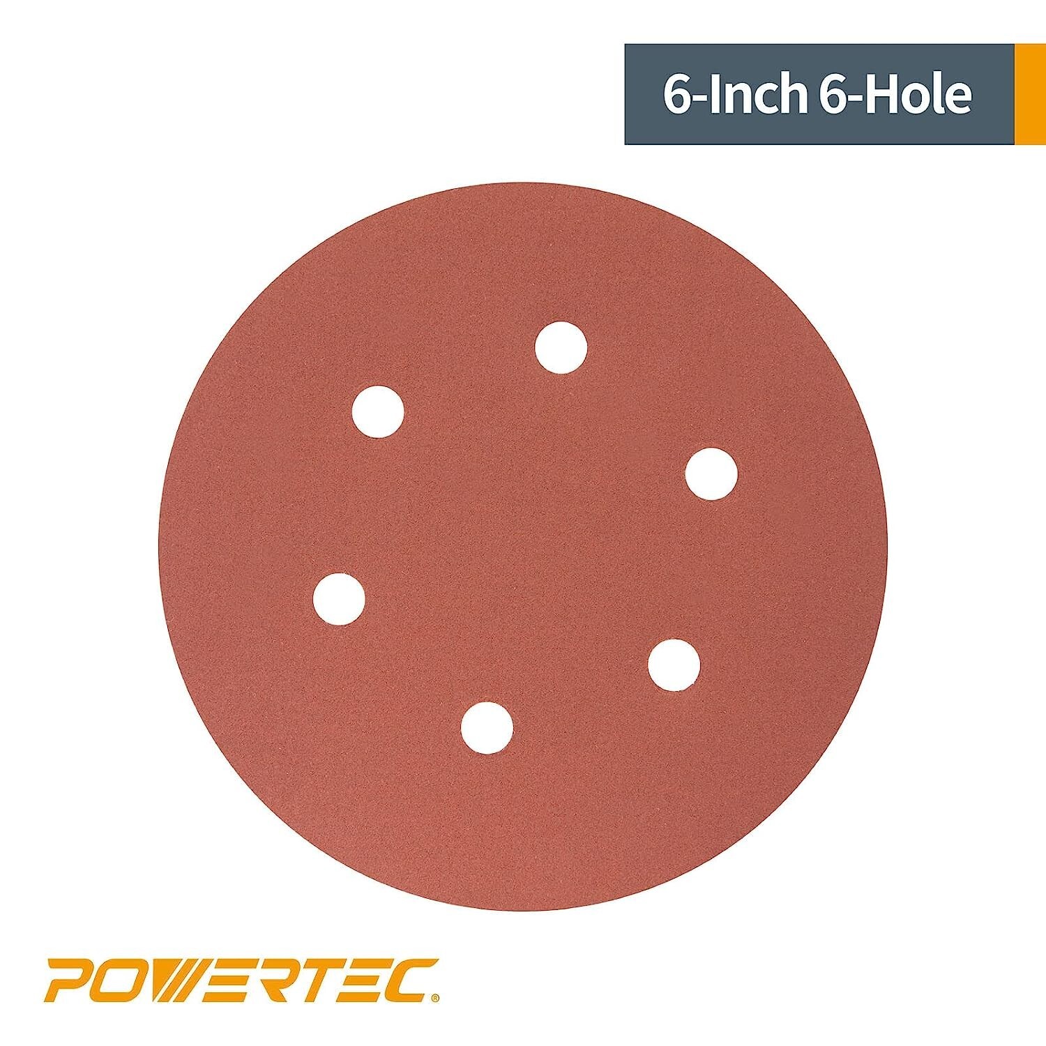 POWERTEC 45232 A/O Hook and Loop 6 Hole Disc, 6″, 320 Grit, 25PK