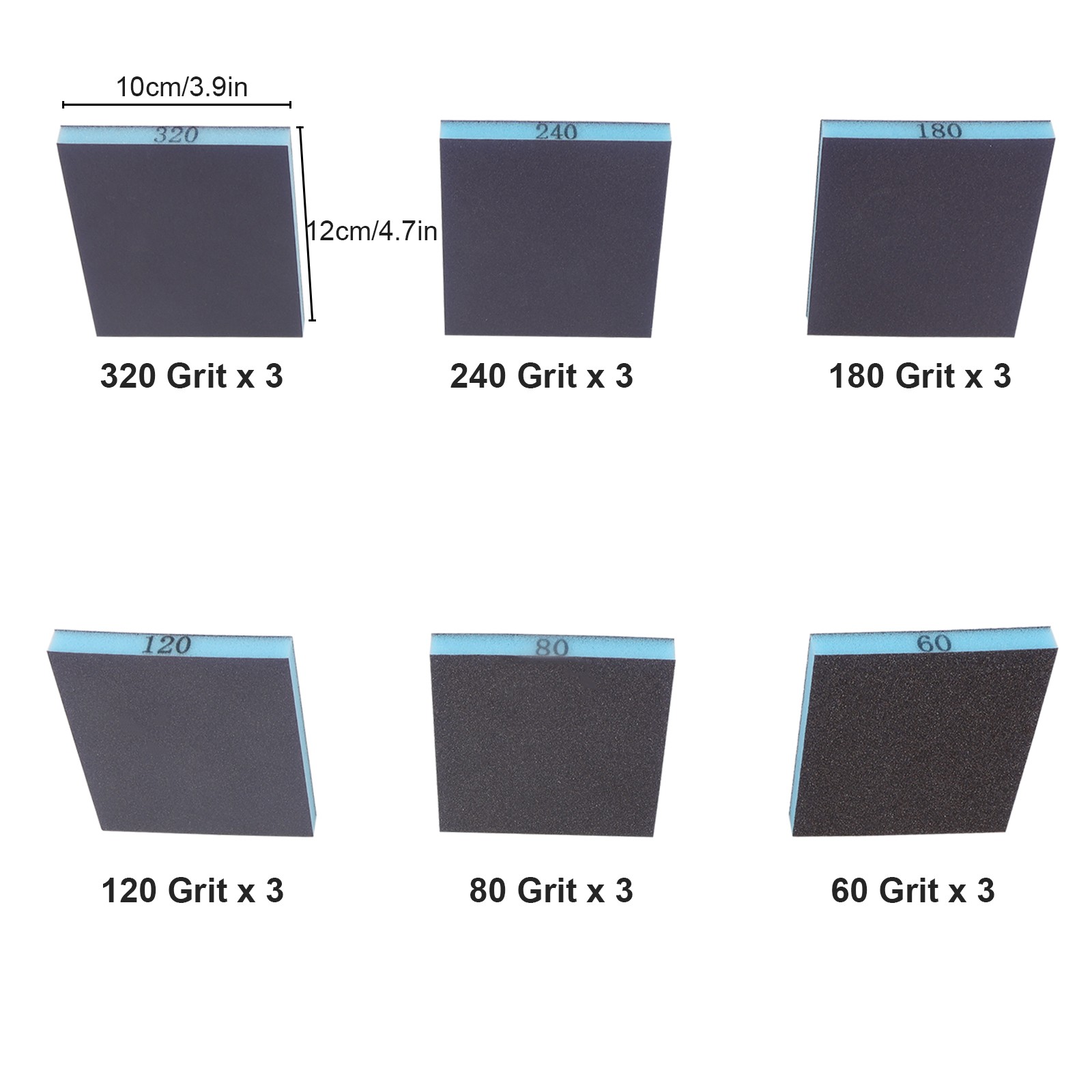 18PCS 60-320 Grit Sanding Sponge Block Wet Dry Sandpaper for Wood Metal Paint