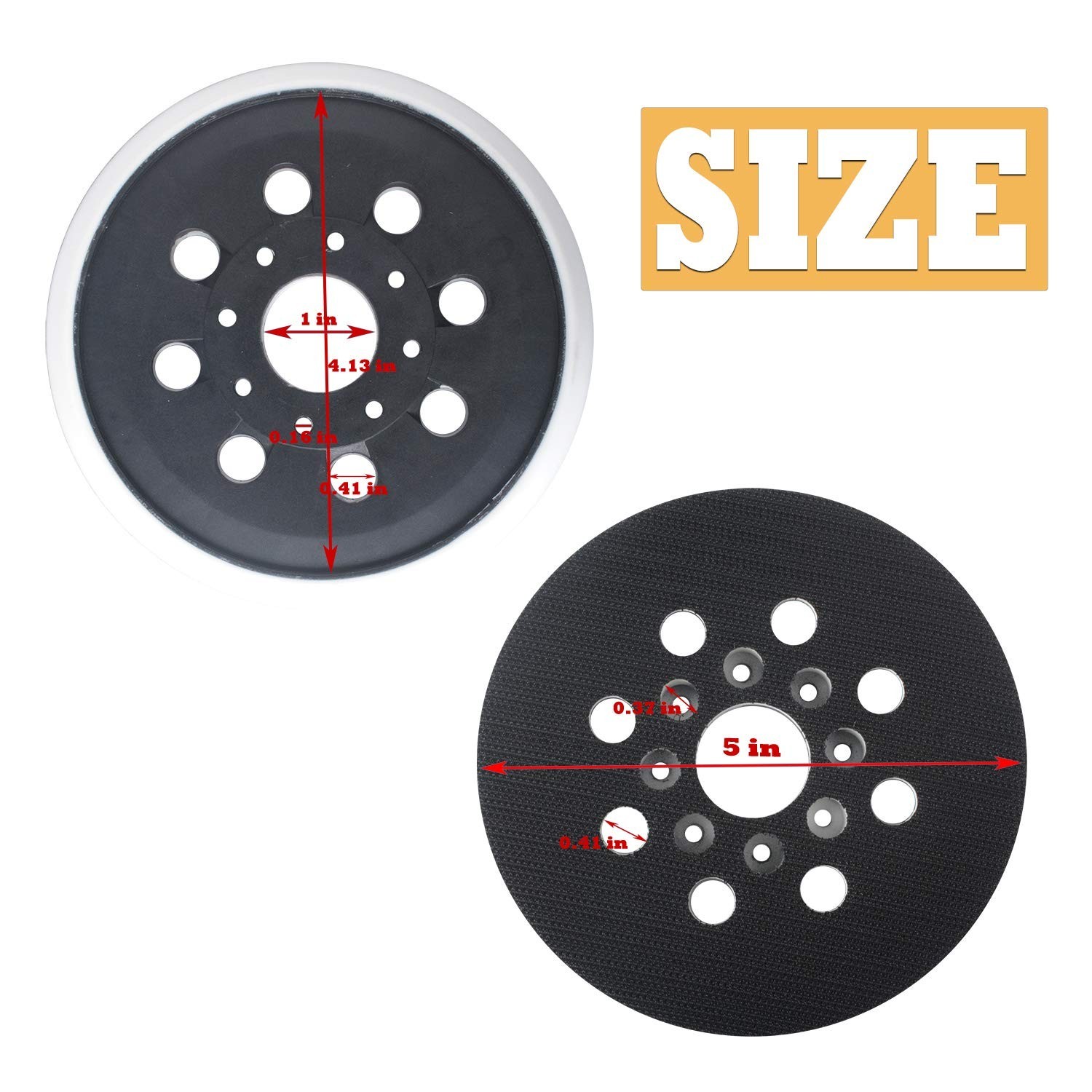 5″ Sanding Pad Replacement for Bosch RS035, 8 Hole Hook & Loop, Pack of 2
