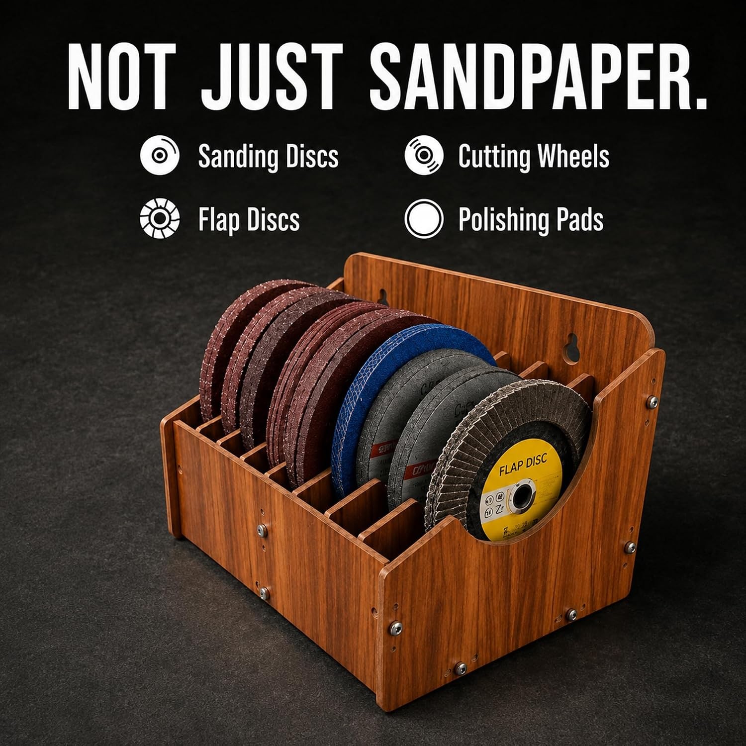 Sandpaper Organizer for 5″ 6″ Inch Sanding Discs, 8-Slot Sanding Disc Storage…