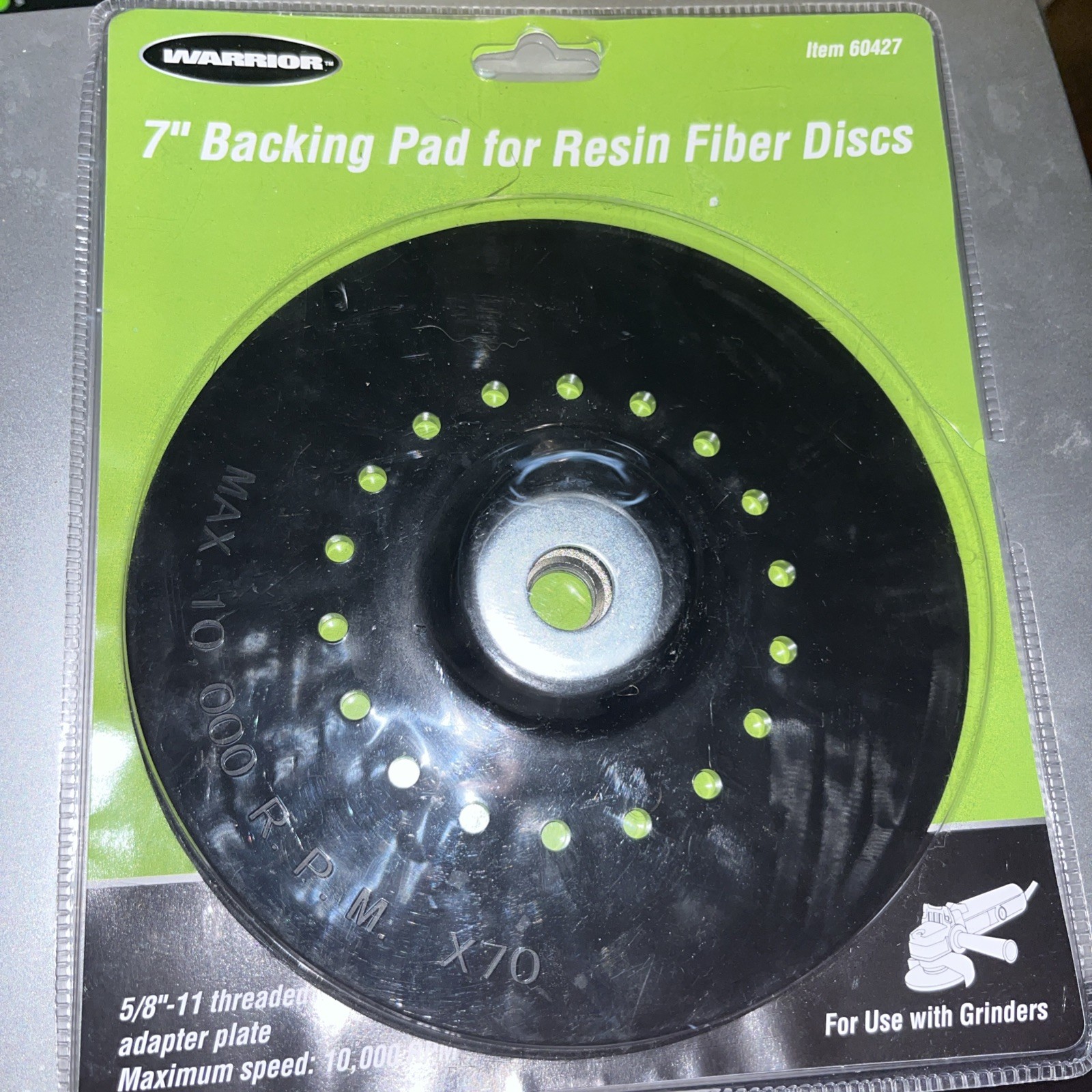 Warrior 7” Backing Pad Adapter Plate 60427 Resin Fiber Discs 5/8″-11 Threaded