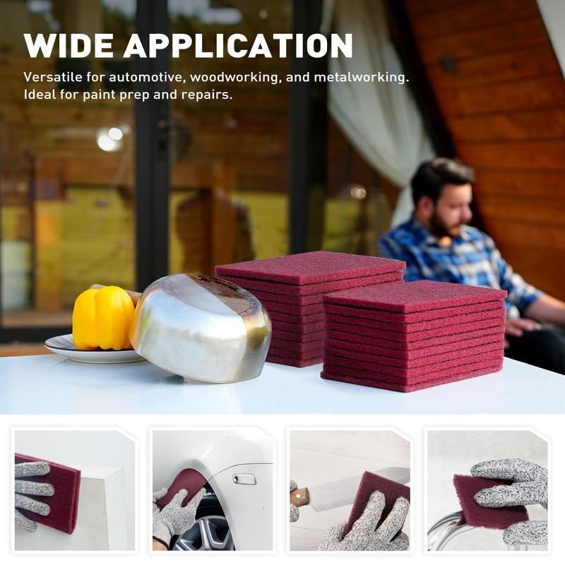 Maroon Scuff Pads for Automotive, 20 Pack