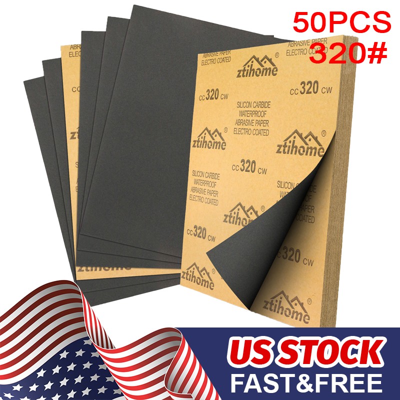50pcs Wet Dry Sandpaper 320 Grit Assortment 9×11” Abrasive Paper Sheet Sanding