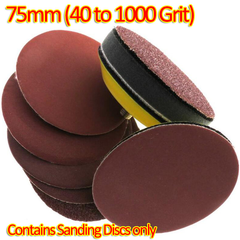 75mm 3 Inch Dia Sanding Disc Precision Polishing Sandpaper 40 to 1000 Grit
