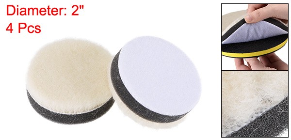 4pcs 2″ Wool Felt Sponge Polishing Pad Hook Loop Buffing Wheel Fine Polishing