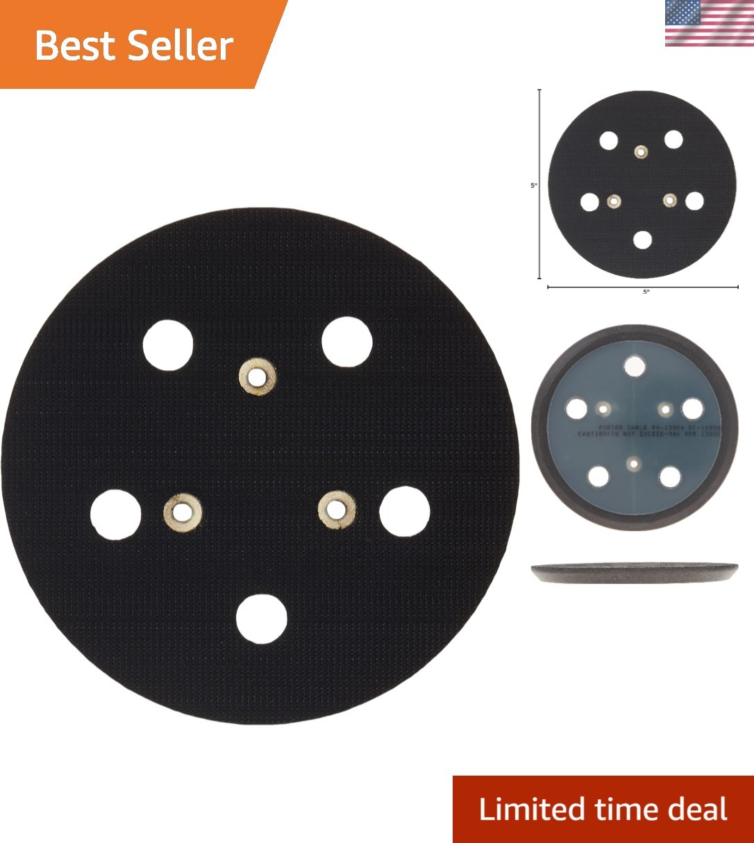 5-Inch Medium Grit Hook And Loop Pad for Model 333 – Enhanced Dust Collection