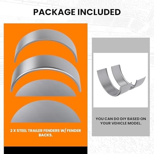 HECASA Single Axle Trailer Fenders W/Fender Backs Fits 14″ to 16″ Wheels 32″…