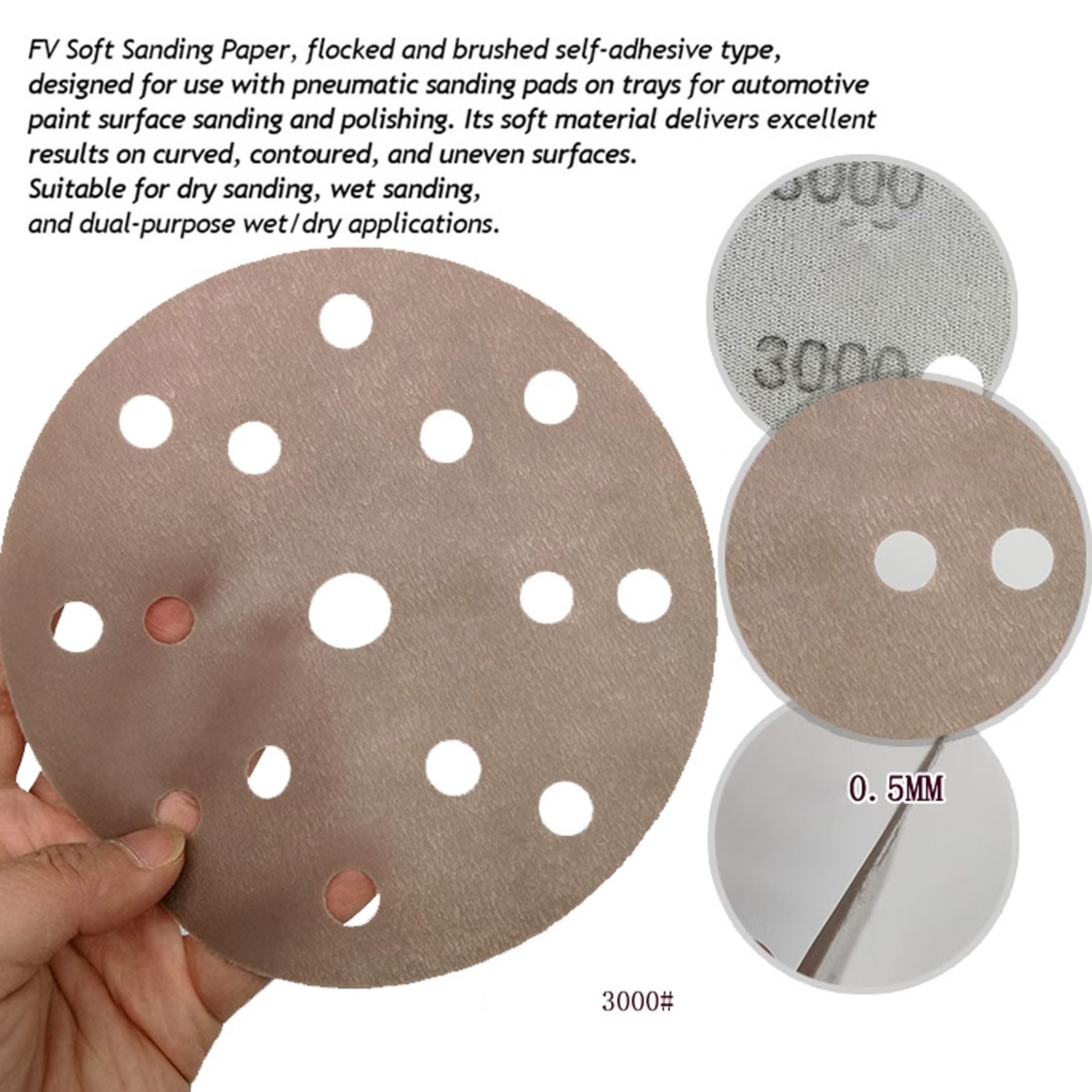 150mm sanding discs WET AND DRY 6 inch Sandpaper Film Pads 600-5000 GRIT 15 Hole