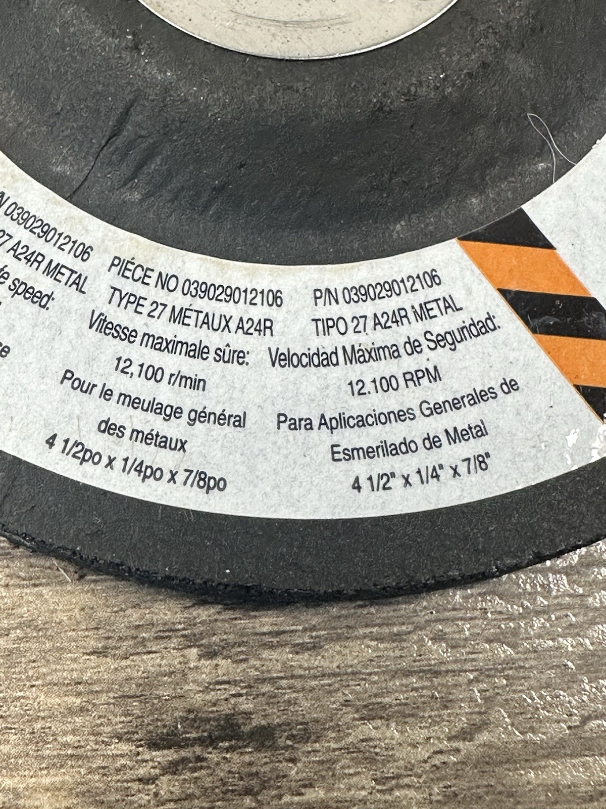 Ryobi- Ridgid OEM 039029012106 Grinding Wheel Disc 4-1/2″×1/4″×7/8″ Type 27