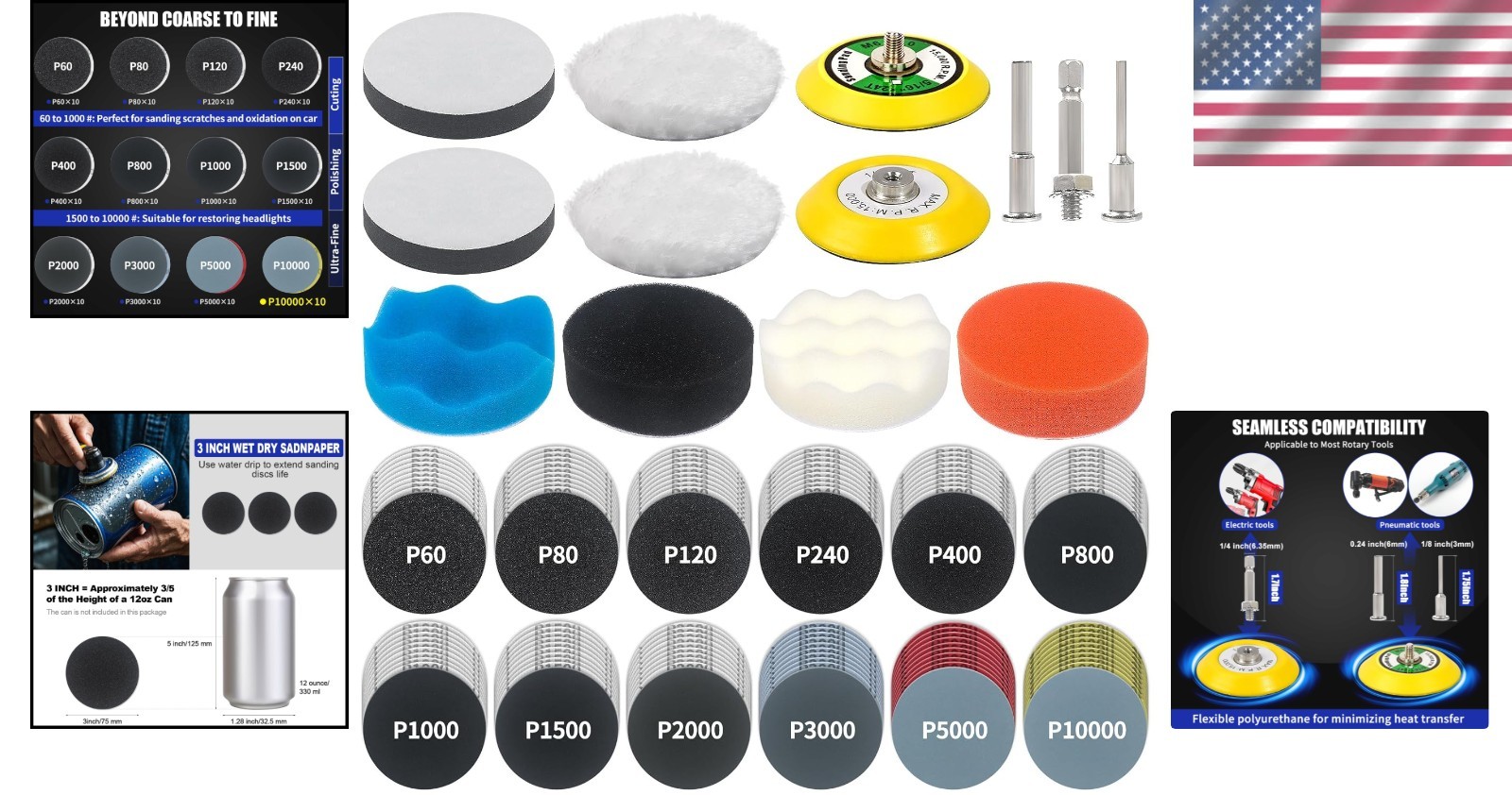 Versatile 3-Inch Sanding Disc Kit with 133 Pieces – Ideal for Home & Auto Use