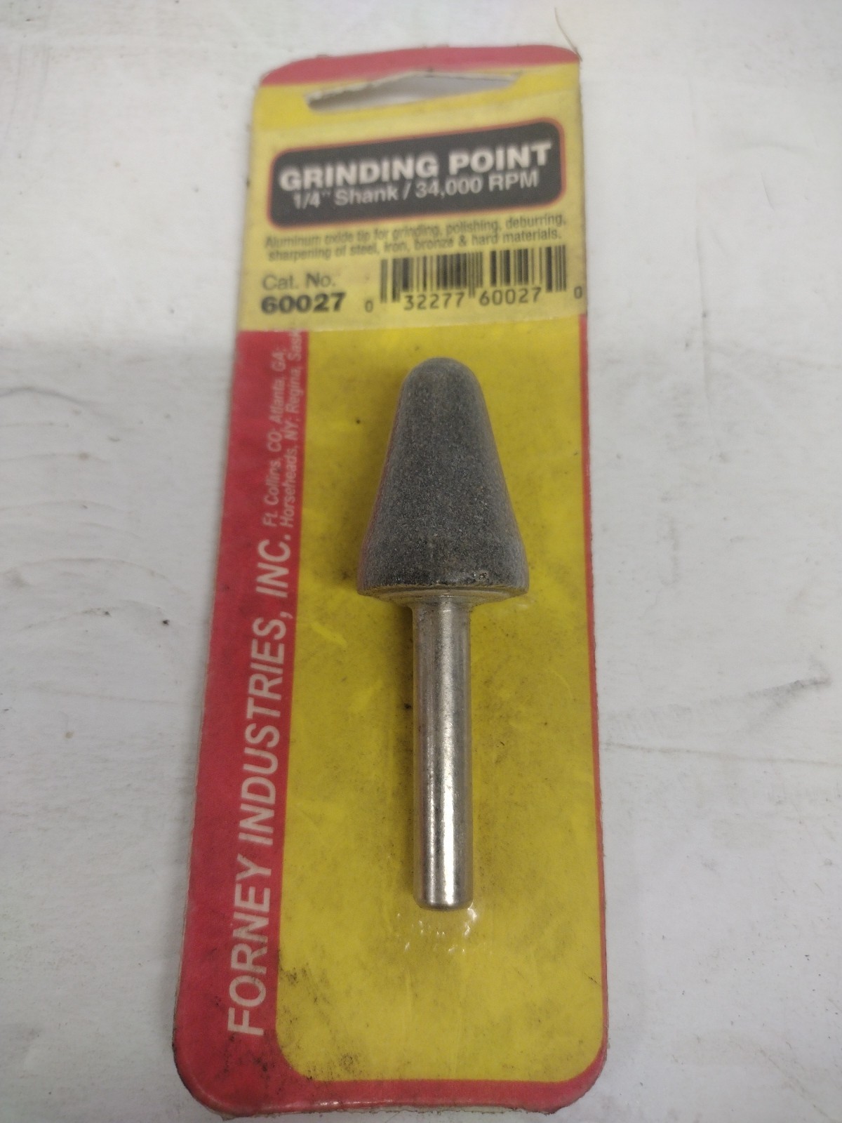NOS Forney 60027 Mounted Grinding Point W/ 1/4-Inch Shank 7/8”x2” 34000RPM