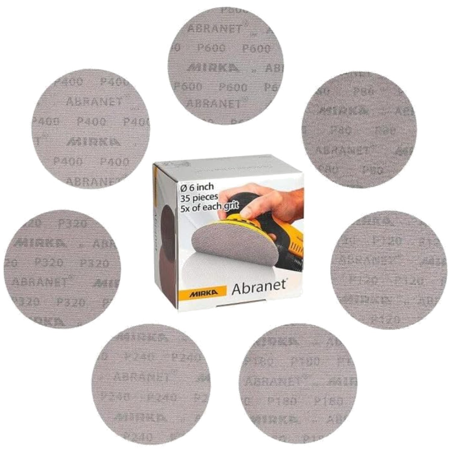 Abranet 6-Inch Sanding Discs – 35pcs Assorted