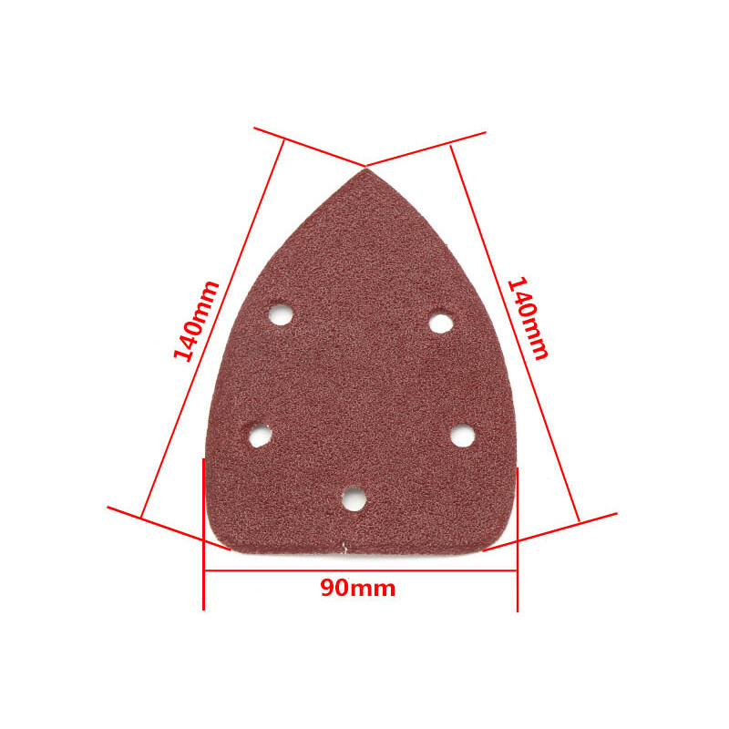 140*140*90mm 5 Hole Triangle Sandpaper Sheets Sanding Polishing Pads 40-400 Grit