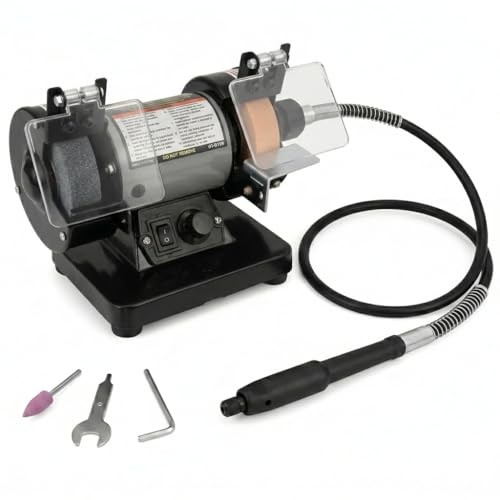 3″ Mini Bench Grinder and Polisher, Variable Speed Table Grinder for