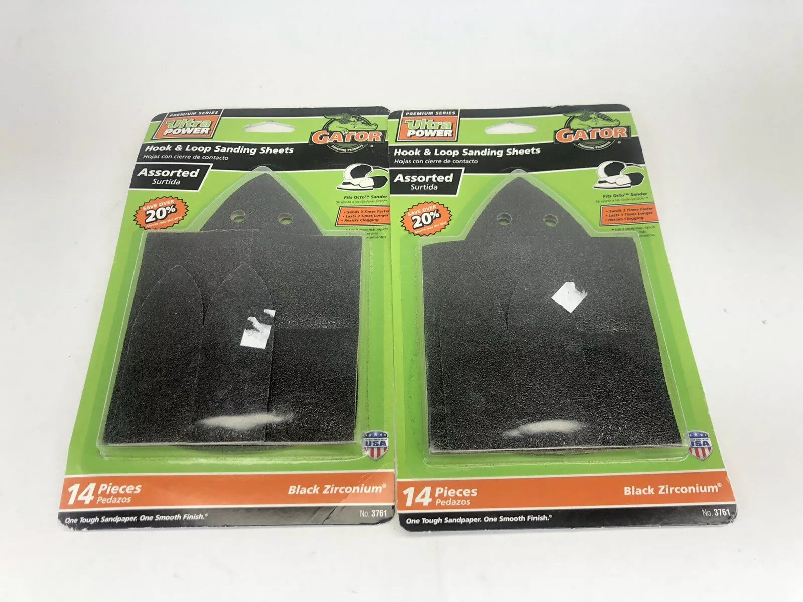 2 – 14 Pc Assorted Ultra Power Hook Loop Sanding Sheets 3761 Black Zirconium