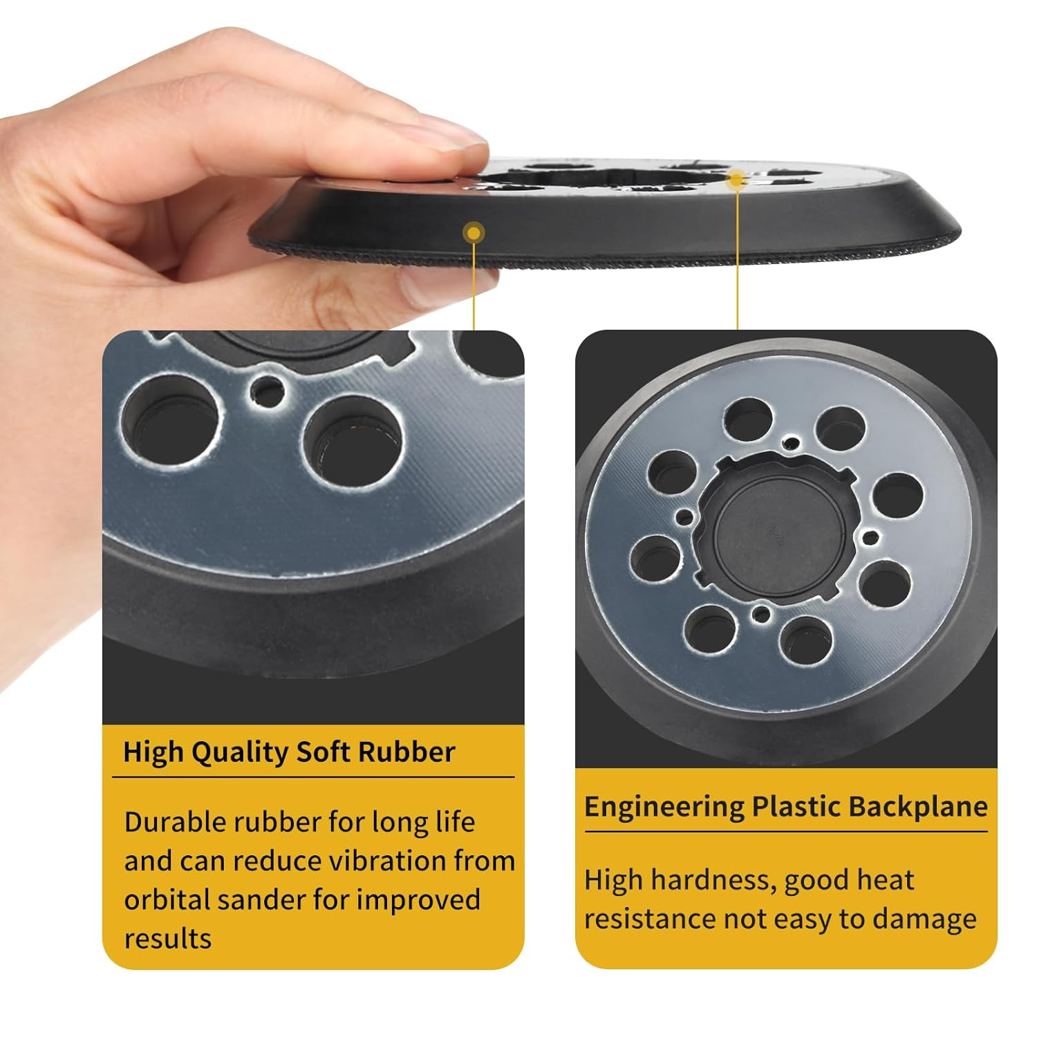 Sander Pad for Dewalt, 2 Pack 5″ 8 Hole Hook and Loop Orbital Sander Pad Replace