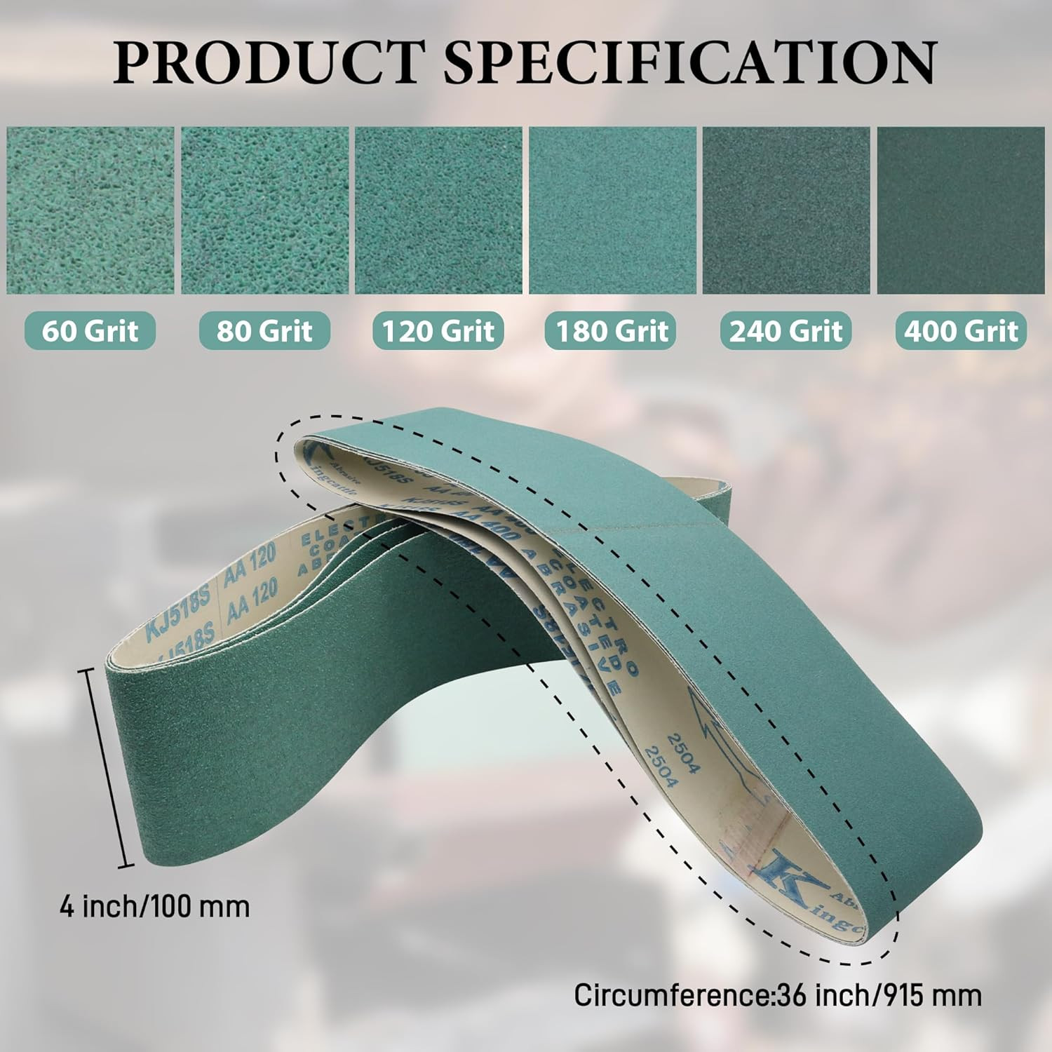 4 X 36 Inch Ceramic Sanding Belts for Metal, 6 Pack 4X36 Sanding Belts 60 80 120