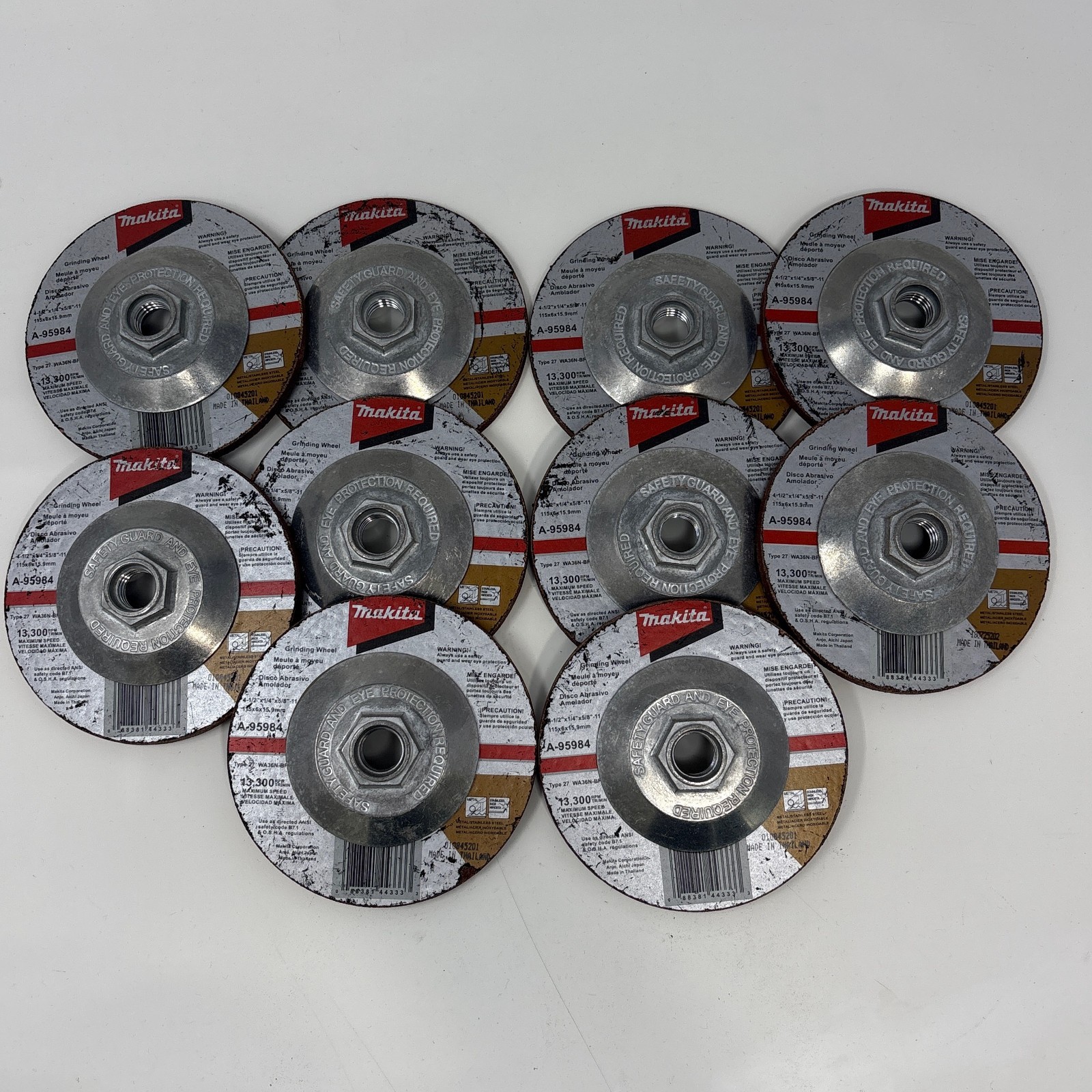 Makita 4-1/2 x 1/4 x 5/8-11 INOX Grinding Wheels 36G Brown 10-Pack