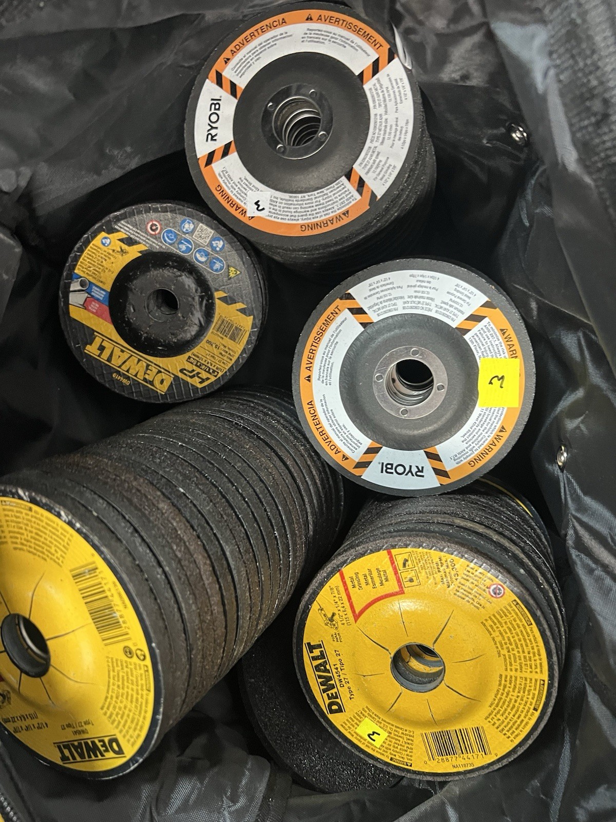 Assorted Bundle Of Dewalt And Ryobi Grinding Wheels 4”-4-1/2″ ~ Total 111 Pieces
