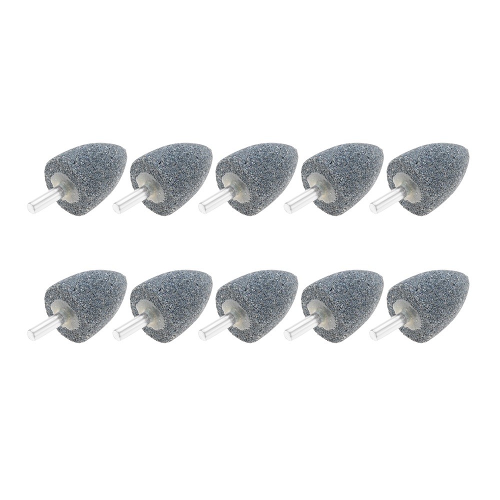 10x Rotary Drills Aluminum Oxide 30mm Head 1/4″ Shank Cone Shape Grinding Stones