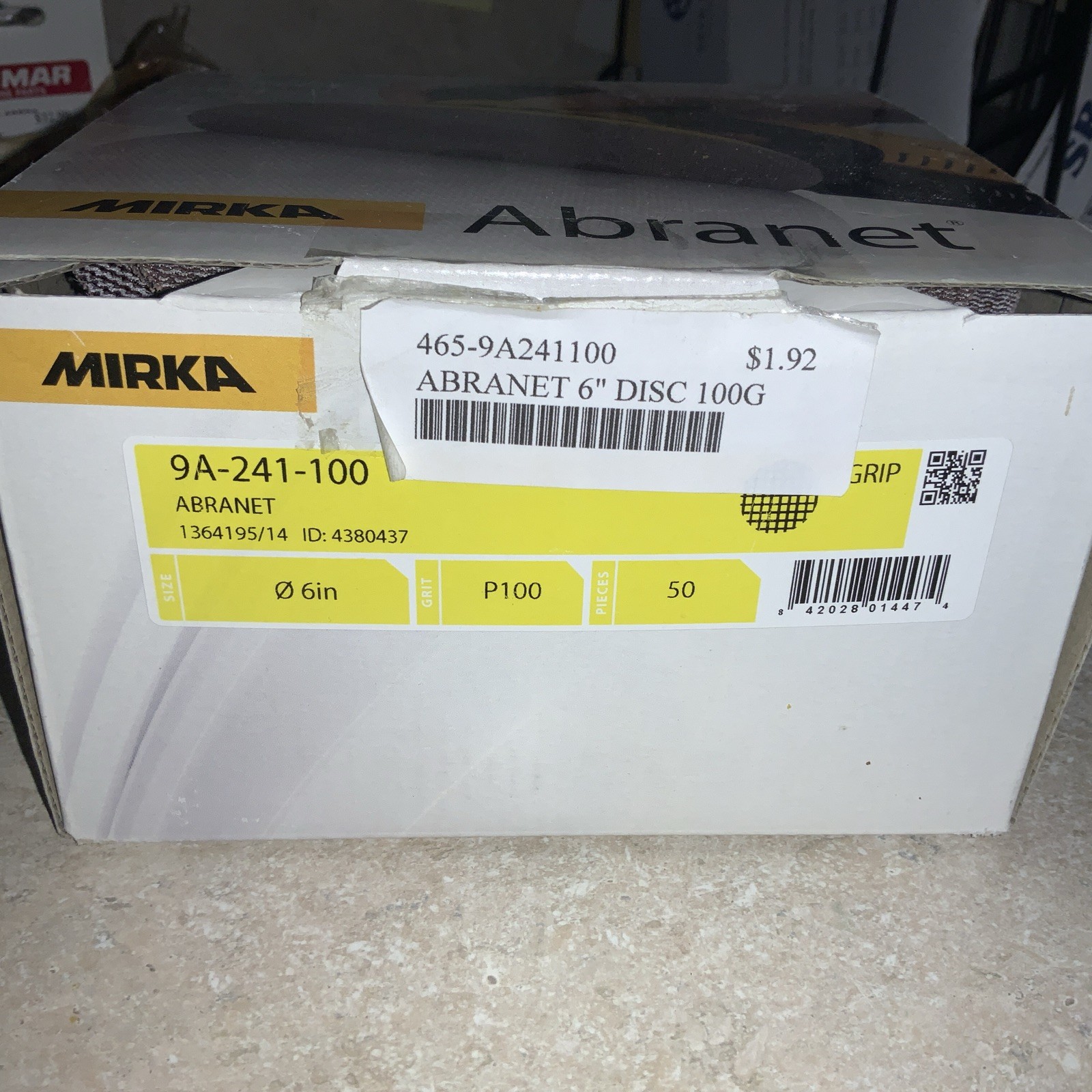 New: Mirka Abranet P100 Grit 6″ Discs 9A-241-100 – 50 Disc. – Open Box