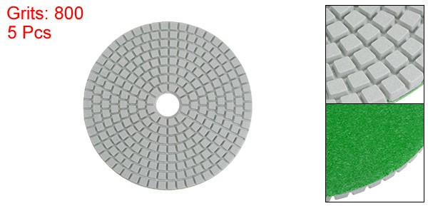 5pcs 5-Inch Grit 800 Diamond Polishing Pads Wet/Dry for Stone Concrete Marble