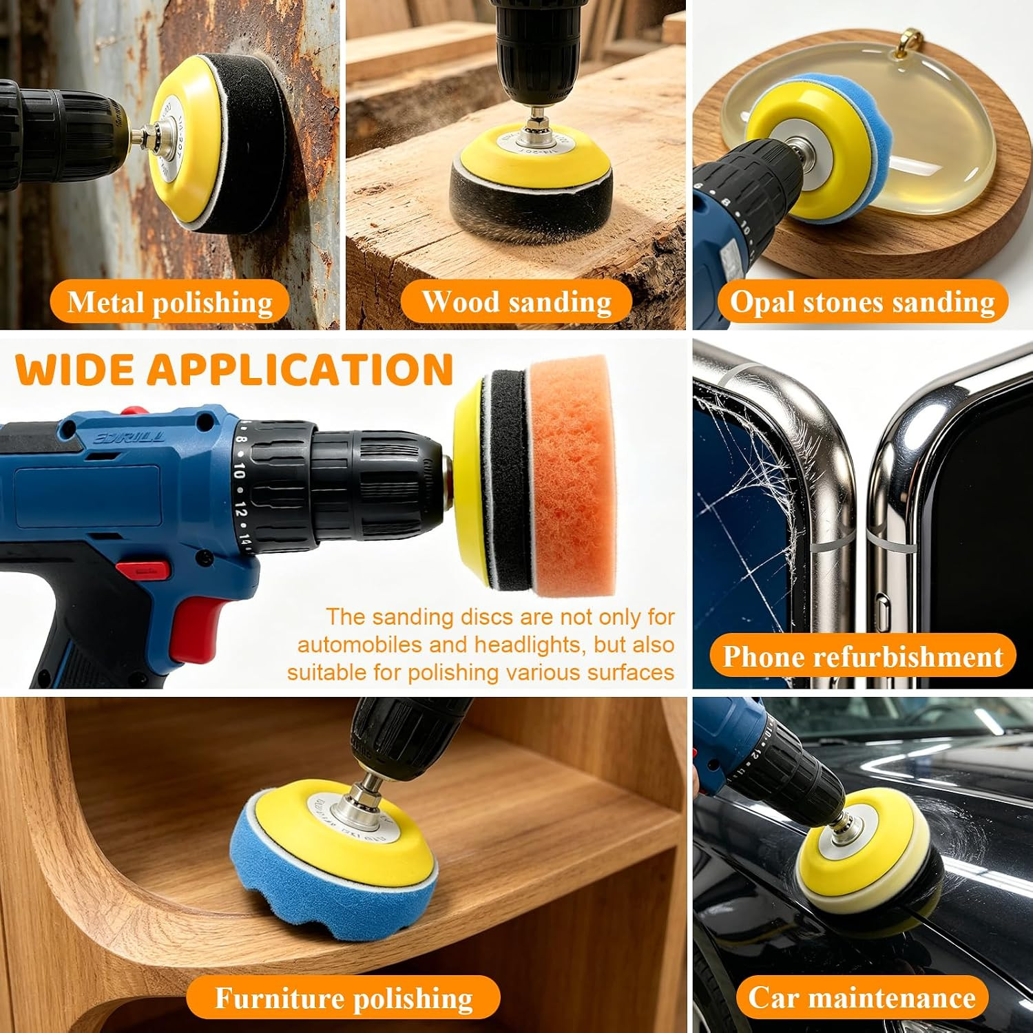 Wet Dry Sanding Discs Polishing Kit 3 Inch 154PCS Hook and Loop Pads | Headlight