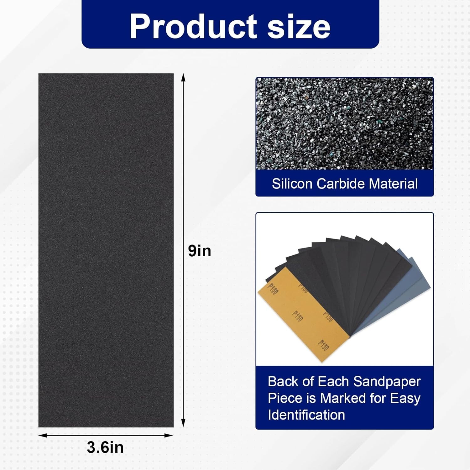 72pcs Wet Dry Sandpaper 400 600 800 1000 1500 2000 2500 3000 Grit Assorted Wood