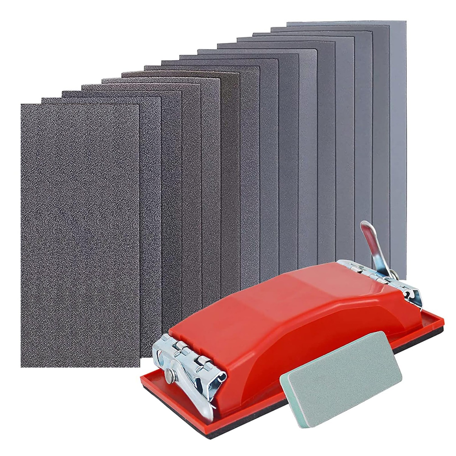 VRKET Wet & Dry Sandpaper Set, 3.3 x 6.5 inches (pre-overlap dimensions), red
