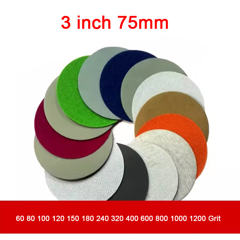 75mm 3 Inch 60-1200 Grit Dry Sanding Discs Hook and Loop Abrasive Sandpaper Pads