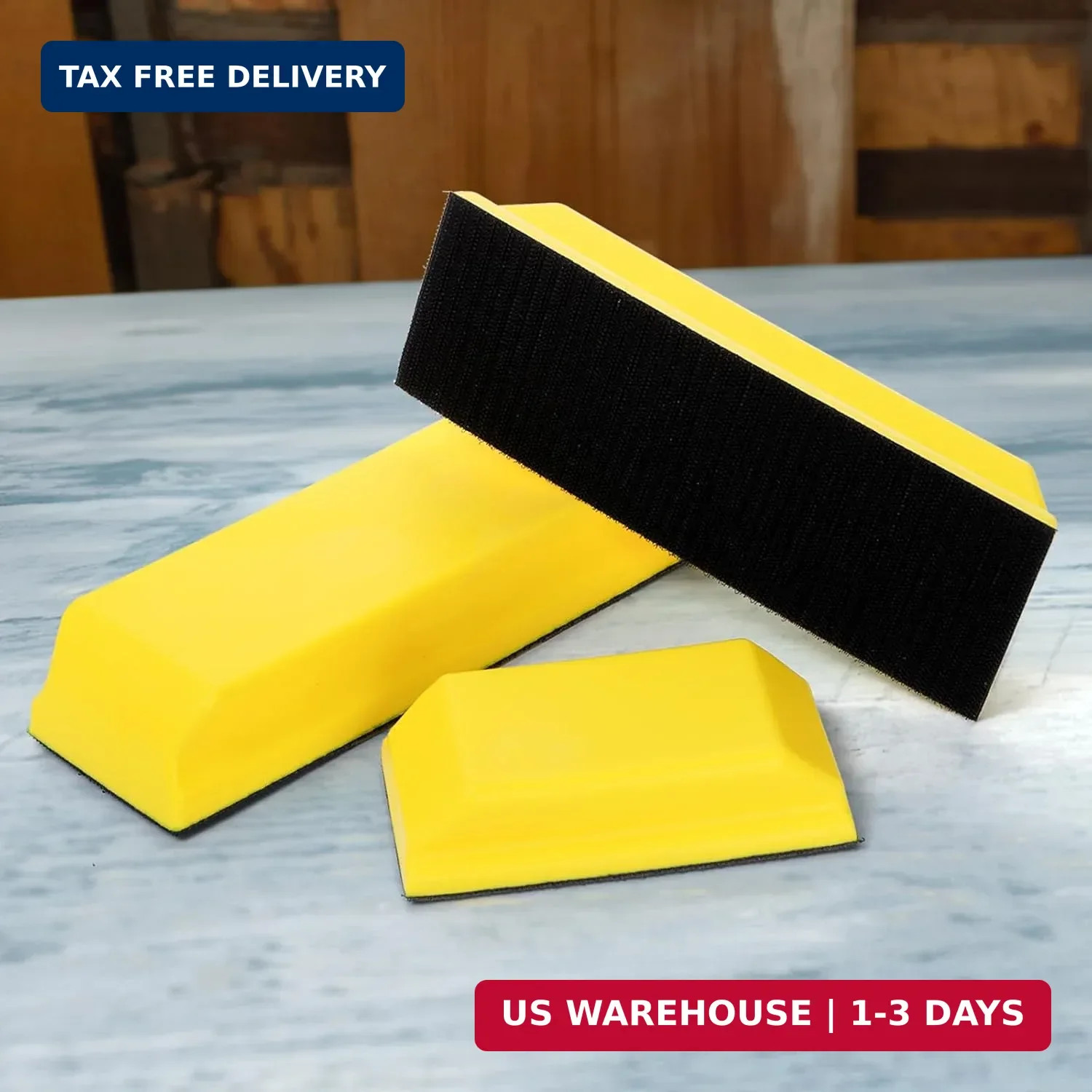 Fasmov Sanding Block Set, 3 Pack Rectangle Auto Body Sanding Block, 10.75″, 7.7″