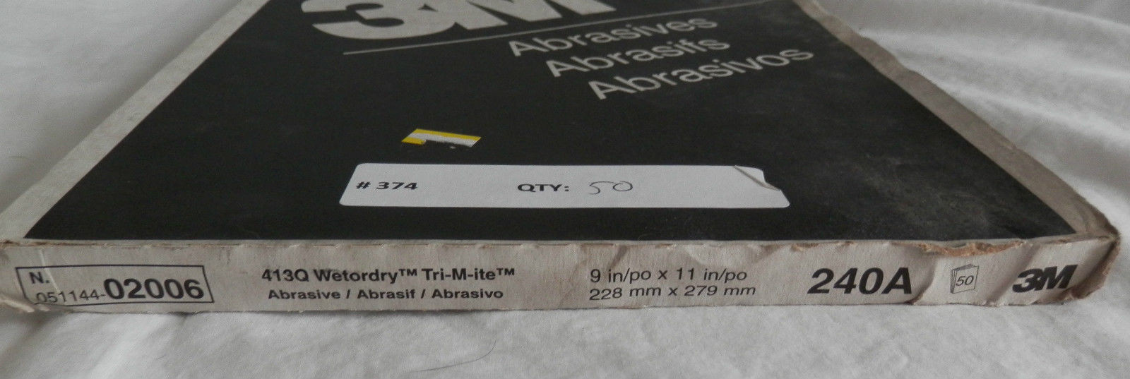 (5) NEW Sheets of 3M Wetordry Tri-M-ite 240A, 9″ x 11″, -02006 hs
