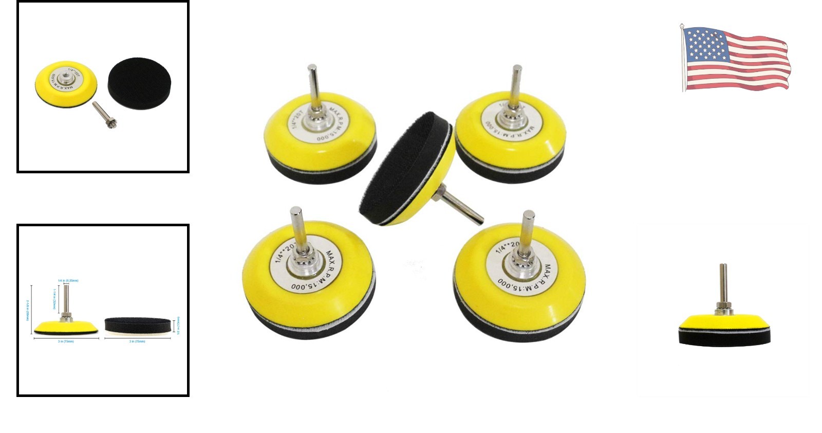 3 Inch Hook and Loop Sanding Pads – Foam Layer and 5 Count for All Projects