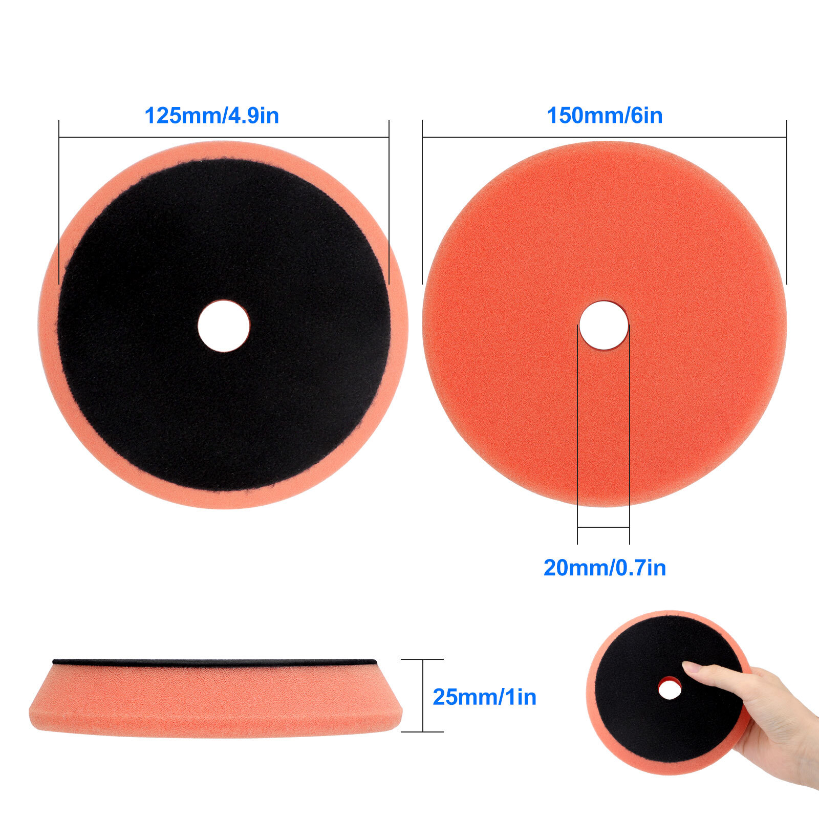 5x Polishing Pads 6″ Sponge Buffer Polisher Pads for Car Compounding, Waxing