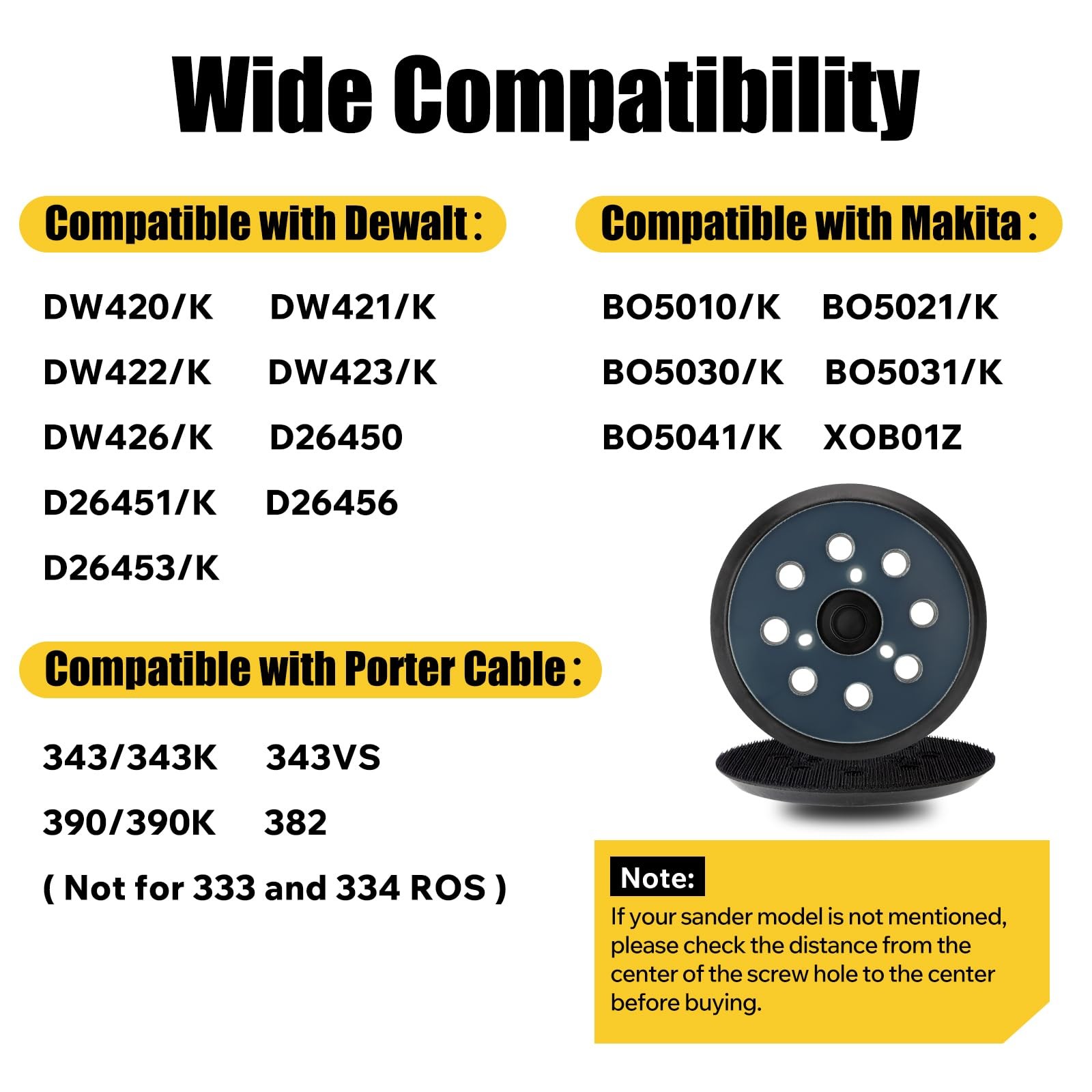 2 Pack 5″ 8 Hole Hook & Loop Sander Replacement Pad for DeWalt/Makita/Porter …