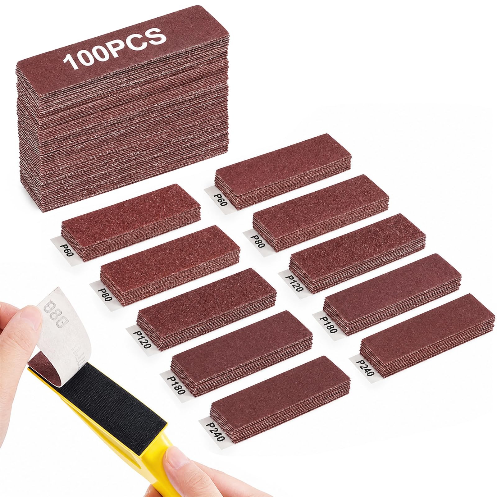 100 Pieces Detail Sander Refills Paper Micro Zip Finger Sander for Crafts, As…