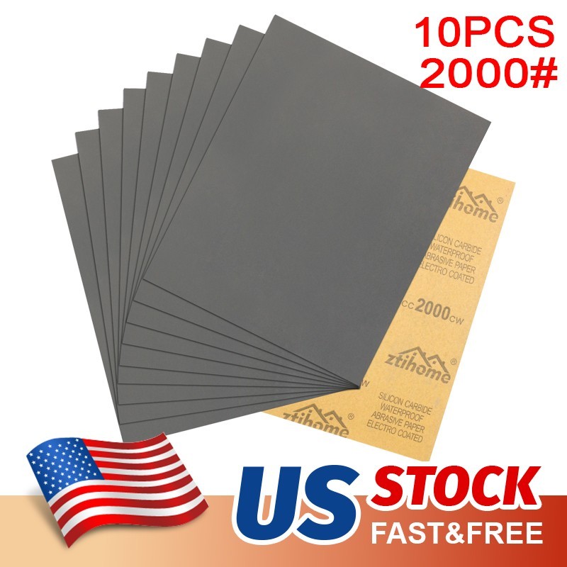 10x Waterproof Wet Dry Sandpaper 2000 Grit Abrasive Sheet for Metal Wood Plastic