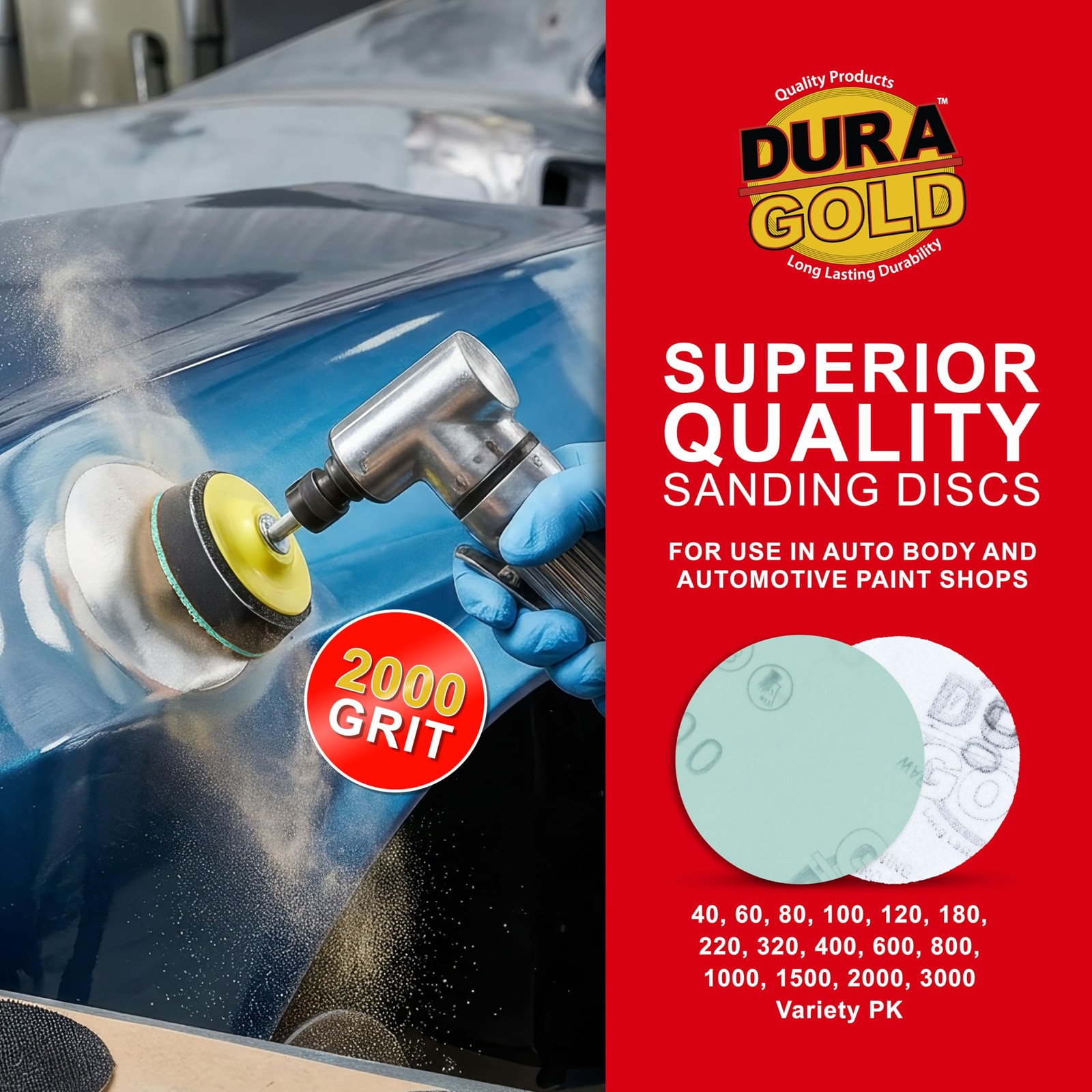 Premium 2″ Gold Hook & Loop Sanding Discs – 2000 Grit (Box of 30) – High-Perf…