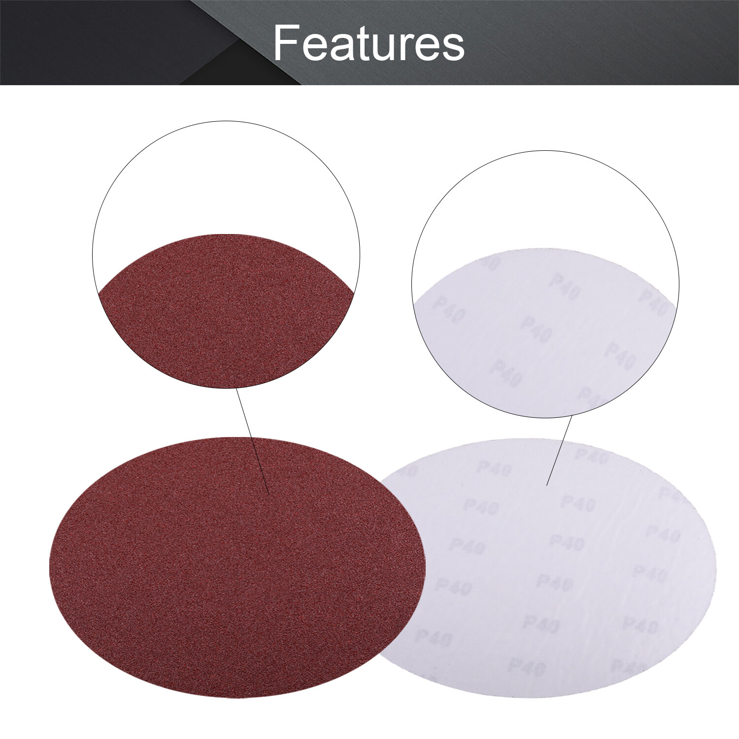 8 Inch 203mm Polishing Round Sanding Disc Sandpaper 40 Grit 15pcs Self Adhesive