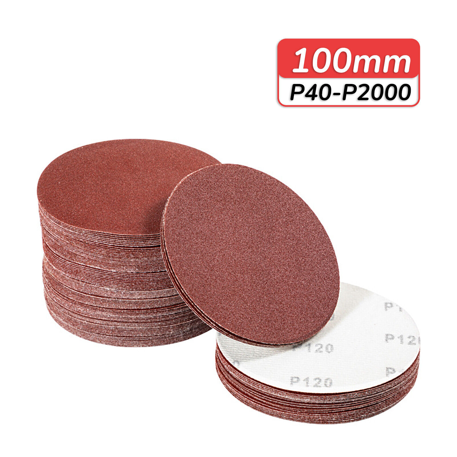 100mm – 4″ Hook and Loop Sanding Discs Orbital Sandpaper Pads 40-2000 Grit
