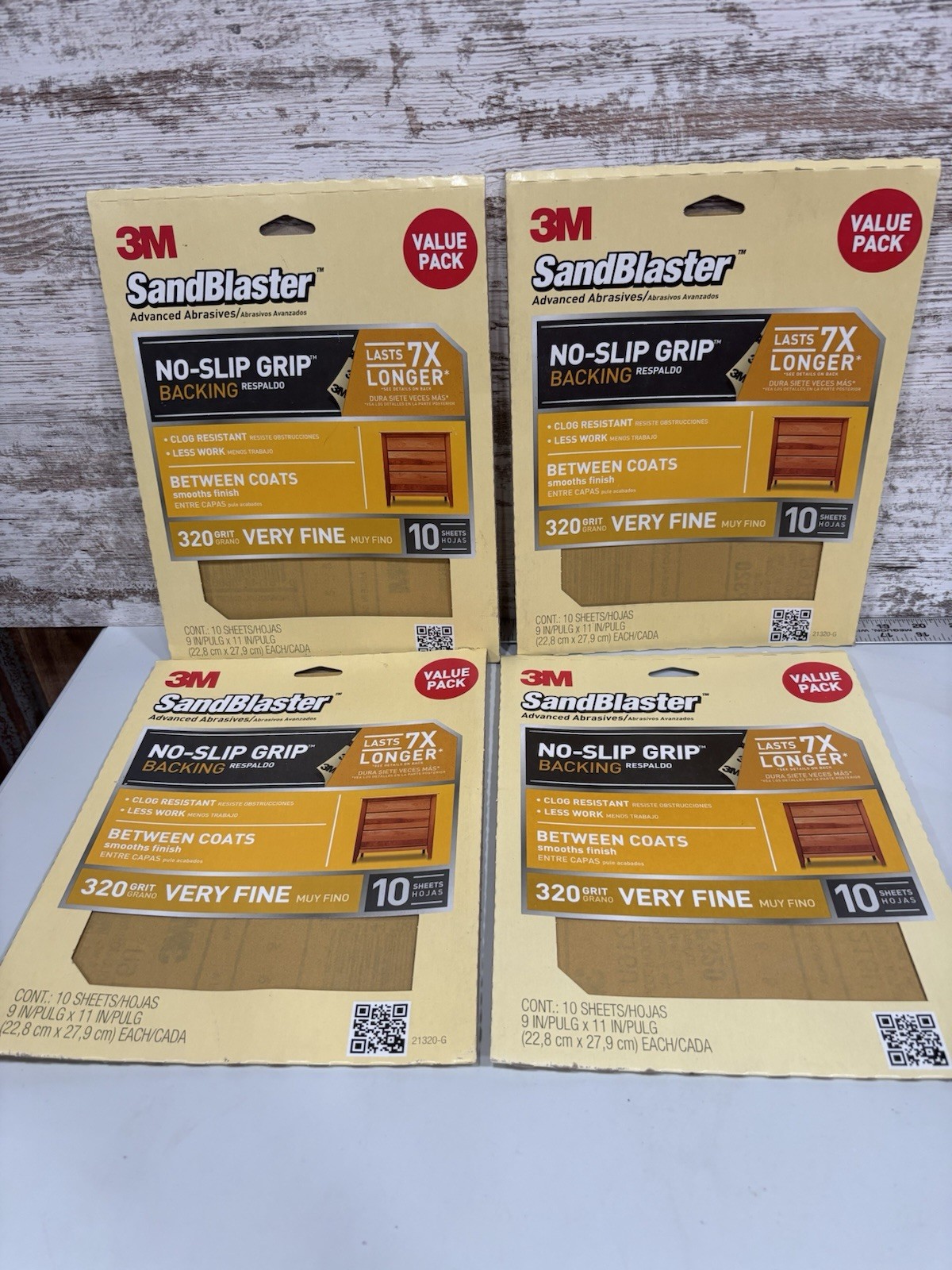 3M SandBlaster Very Fine 320-Grit Sheet Sandpaper 4 Pack- 10 sheets per package