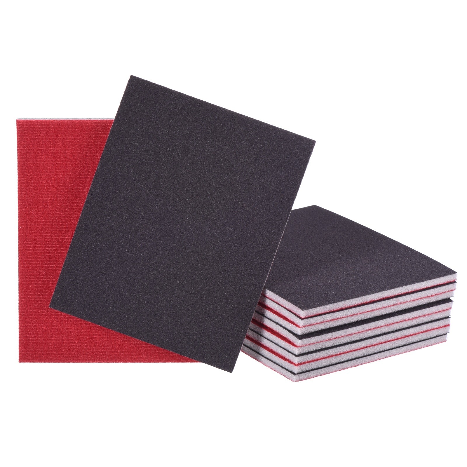 10 Pcs 180 Grit 5.5 x 4.5 Inch Hook & Loop Foam Sanding Blocks, Black