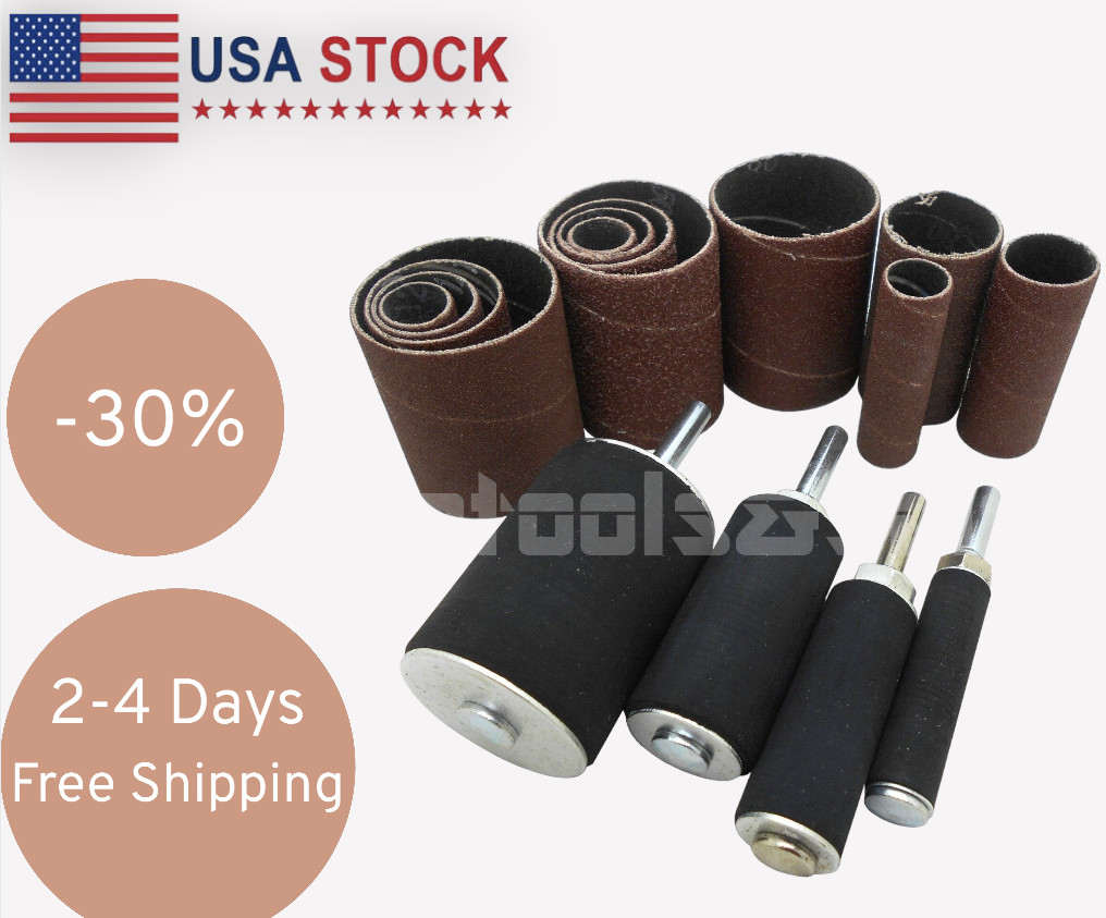16pc 2″ LONG SANDING DRUM & SLEEVES SET KIT FITS DRILL PRESS SPINDLE SANDER