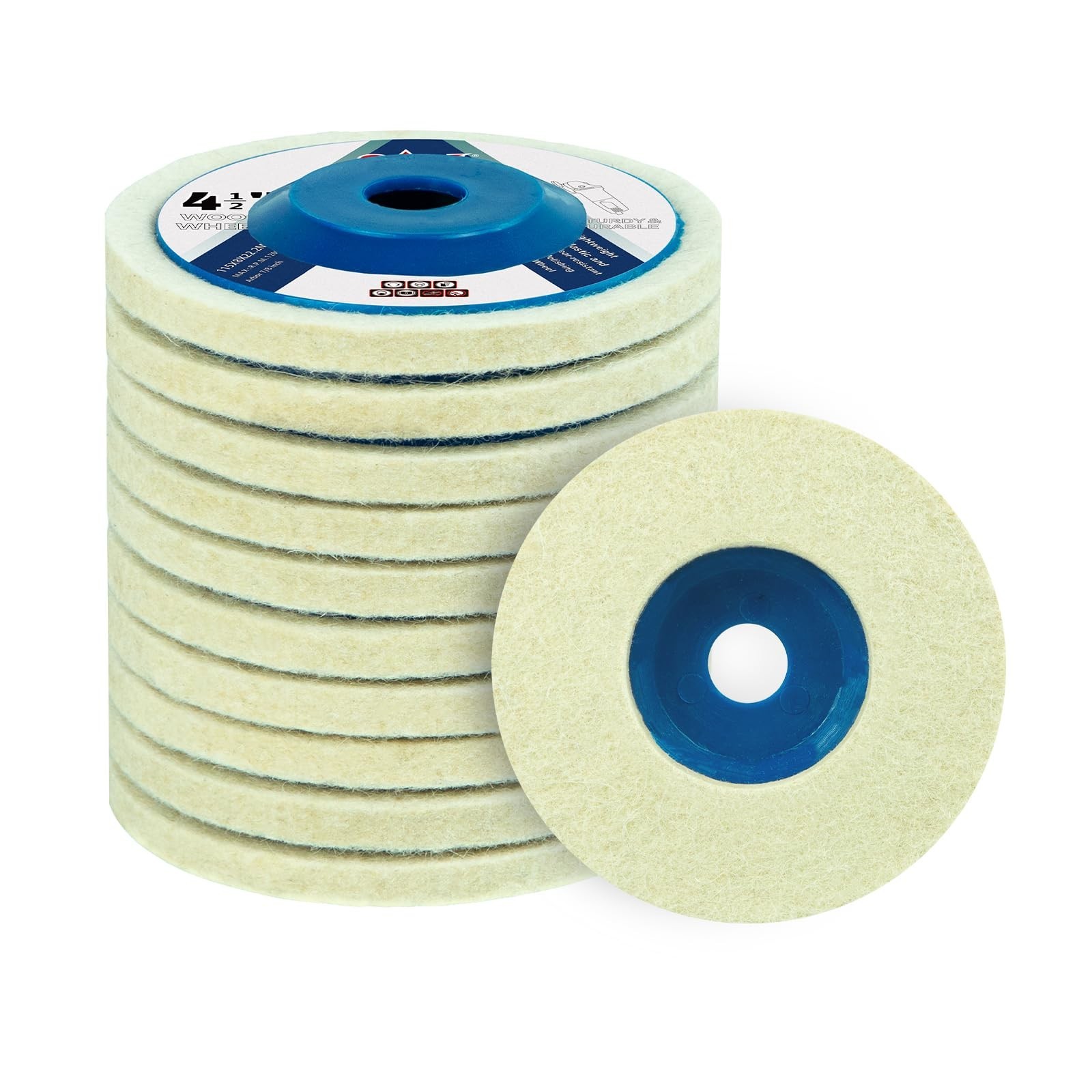 10 Pcs 4.5″ Wool Felt Polishing Wheel Discs for Angle Grinder – Metal, Stone, Ca