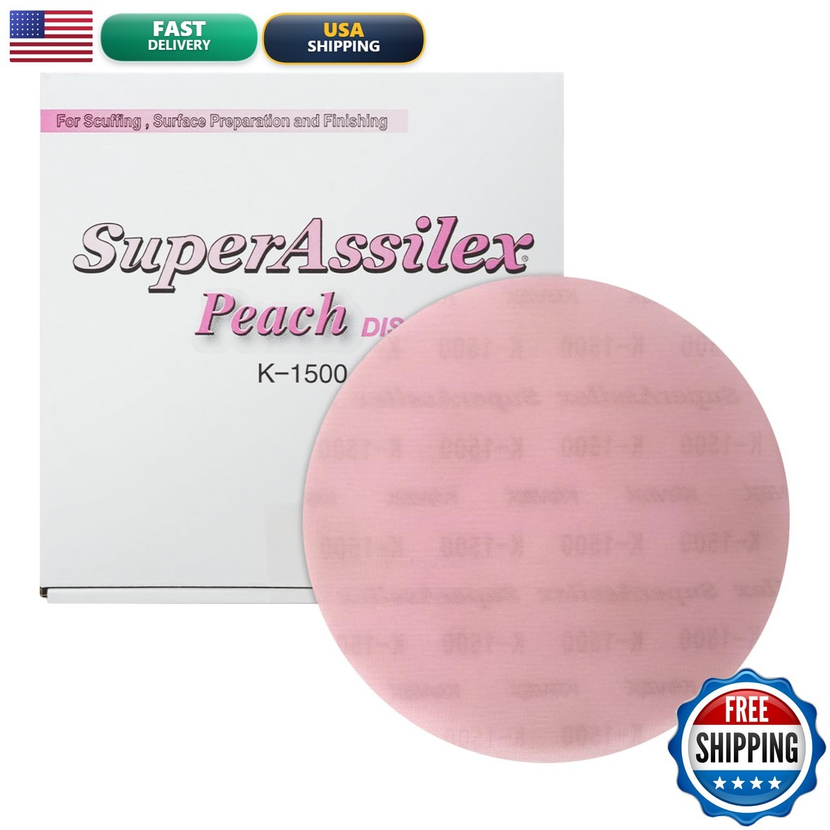 Eagle Abrasives Super Assilex Flexible 6 Inch Sanding Discs Peach K-1500 No